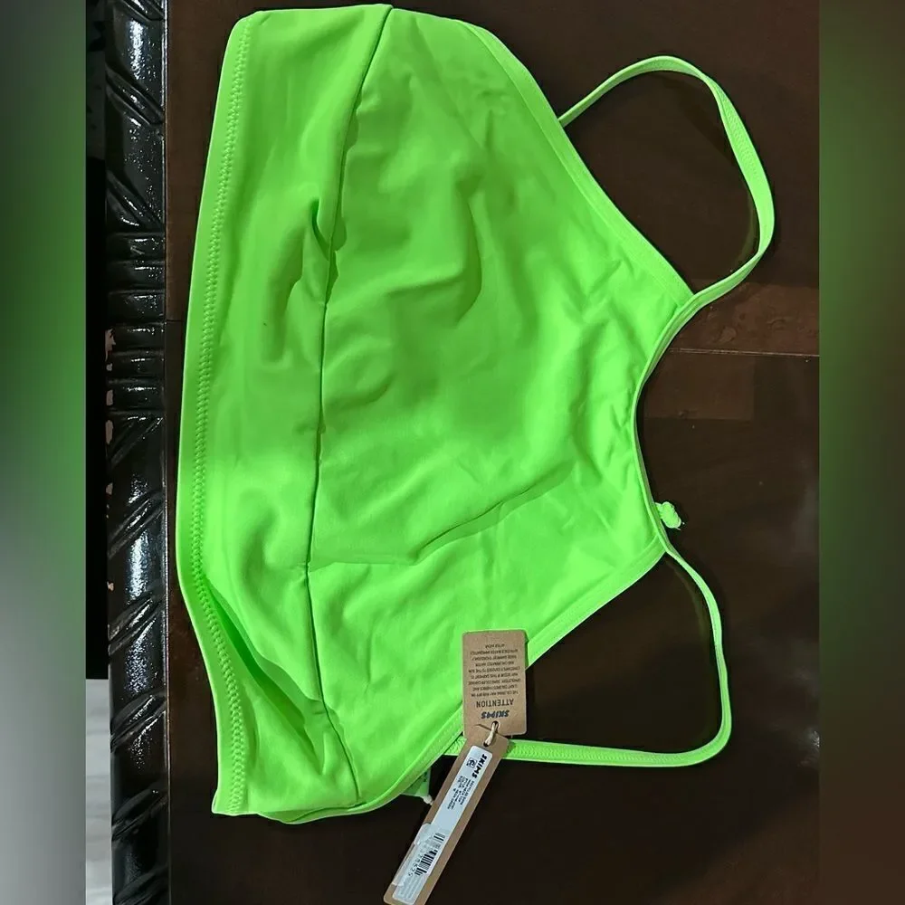 SKIMS NWT High Neck Bikini Top in Neon Green size M
